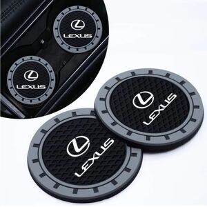 Lexus car cup Coasters in black and gray with logo Set of 2 NWT